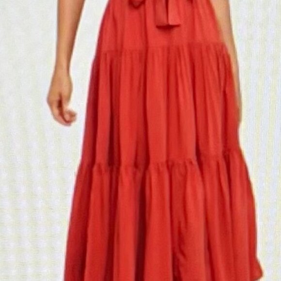 Orniya Women's Belted Surplice Flutter Sleeve Maxi Dress in Size 8 in Orange - Picture 2 of 8